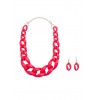 Plastic Curb Chain Necklace with Matching Earrings - Earrings - $6.99 