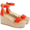 Platform espadrille sandals in leather - 厚底鞋 - 
