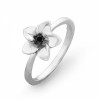 Platinum Plated Sterling Silver Black Round Diamond Solitaire Flower Ring (1/20 cttw) - Rings - $49.00 