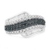 Platinum Plated Sterling Silver Blue And White Baguette And Round Diamond Fashion Ring (1 cttw) - Rings - $459.00 