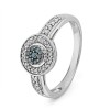 Platinum Plated Sterling Silver Blue And White Round Diamond Fashion Ring (1/4 cttw) - Anelli - $129.00  ~ 110.80€