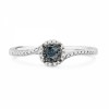 Platinum Plated Sterling Silver Blue And White Round Diamond Fashion Ring (1/5 cttw) - Pierścionki - $89.00  ~ 76.44€