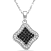 Platinum Plated Sterling Silver Round Diamond Black And White Square Fashion Pendant (1/3 cttw) - Pendants - $119.00 