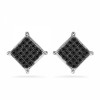Platinum Plated Sterling Silver Round Diamond Black Square Fashion Earring (1/6 CTTW) - 耳环 - $74.50  ~ ¥499.17