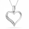 Platinum Plated Sterling Silver Round Diamond Heart Pendant (0.07 cttw) - Obeski - $64.99  ~ 55.82€