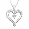 Platinum Plated Sterling Silver Round Diamond Three Stone Heart Pendant (0.015 cttw) - Obeski - $25.99  ~ 22.32€