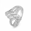 Platinum Plated Sterling Silver Round Diamond Twisted Fashion Ring (1/4 cttw) - リング - $89.00  ~ ¥10,017