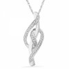 Platinum Plated Sterling Silver Round Diamond Twisted Pendant (0.15cttw) - 垂饰 - $80.00  ~ ¥536.03