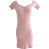 Pleated V-neck sexy short-sleeved dress - Dresses - $25.99 