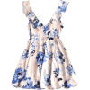 Plunge Floral Ruffle Mini Dress  - Dresses - 