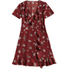 Plunging Neck Floral Ruffles Wrap Dress - Kleider - 