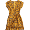 Plunging Neck Ruffles Floral Print Dress - Dresses - 