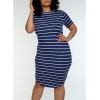 Plus Size Striped Ribbed Knit Dress - Dresses - $10.99 