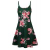 Poetsky Womens Sleeveless Adjustable Spaghetti Strap Backless A-Line Floral Midi Dress (Green, XL) - Dresses - $14.99 