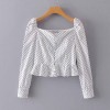 Polka Dot Collar Slim Top - 半袖衫/女式衬衫 - $25.99  ~ ¥174.14