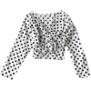 Polka Dot Long Sleeve Chiffon Shirt - Shirts - $25.99  ~ £19.75
