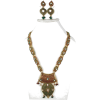 Polki Long Necklace Set Embedded with Re - Ogrlice - $25.00  ~ 21.47€