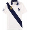 Polo Ralph Lauren Men's Classic Fit Big Pony Banner Stripe Polo Shirt White Navy - Shirts - $89.94 