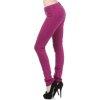 Premium Soft Cotton Stretch Fitted Jegging Style Leggings Button Skinny Pants Magenta - Pants - $22.99 