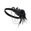 PrettyGuide Women Headpiece Roaring 20s Crystal Headband Bead Feather Accessory - Accessories - $16.99 