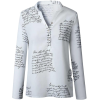 Printed Letter V Neck T White - Long sleeves shirts - 