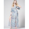 Printed Slit Sleeve Maxi Dress - Obleke - $22.97  ~ 19.73€