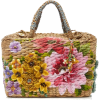 Péro Appliquéd Floral-Print Straw Basket - Hand bag - 