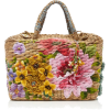 Péro Appliquéd Floral-Print Straw Basket - Bolsas pequenas - 