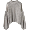 Puffy Sleeve Chunk Knit Sweater - Pullovers - 