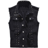 Punk Style Rivet Cowboy Black Jean - Vests - 