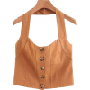 Pure color button hanging neck bra strap - Camisa - curtas - $25.99  ~ 22.32€