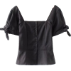 Pure color square waist bow top - Рубашки - короткие - $25.99  ~ 22.32€
