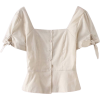 Pure color square waist bow top - Hemden - kurz - $25.99  ~ 22.32€