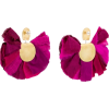 Purple Hand Fan Silk And Silver Earrings - Earrings - 
