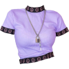 Purple Happy face Top with Chain - Camisola - curta - 