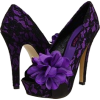 Purple Lace Heels with Flower - Klasični čevlji - 