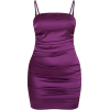 Purple Matte Satin Strappy Dress - Haljine - 
