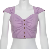Purple V-neck button cardigan sling - Camisa - curtas - $15.99  ~ 13.73€