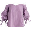 Purple & White Pinstripe Off-Shoulder - Camisas manga larga - 