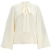 Pussybow pintucked crepe blouse | Giamba - Long sleeves shirts - 