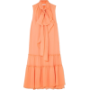 Pussy-bow tiered crepon dress - sukienki - 