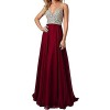 QSYE Women's Beaded Prom Dreeses Long V-Neck Chiffon Evening Gowns 2017 - ワンピース・ドレス - $99.00  ~ ¥11,142