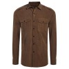 Qearal Mens Turn Down Collar Long Sleeve Faux Suede Solid Button Down Shirts W/Pocket - Рубашки - длинные - $19.99  ~ 17.17€
