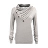 Qearal Women's Cowl Neck Long Sleeve Button Detail Knitted Draped Blouse Top - 長袖シャツ・ブラウス - $7.99  ~ ¥899