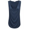 Qearal Womens Cowl Neck Ruched Sleeveless Blouse Casual Slim Fitted Shirt Tank Tops (Navy Blue, XXL) - Shirts - $14.99  ~ £11.39