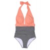 Qearal Womens Halter Striped One Piece Monikini Swimsuit High Waisted Bathing Suit Swimwear - Badeanzüge - $20.99  ~ 18.03€