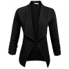 Qearal Womens Solid 3/4 Ruched Sleeve Open Front Draped Lapel Work Office Blazer Jacket - Košulje - kratke - $12.99  ~ 11.16€