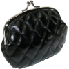 Quilted Lux Framed Coin Purse Black - Clutch bags - $3.77 