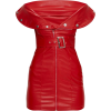 RED FAUX LEATHER BARDOT WAIST BELT BODYC - Dresses - $60.00 