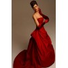 RED VINTAGE GOWN WITH GLOVES - sukienki - 